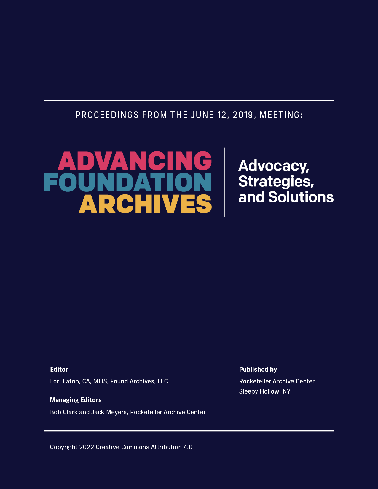 Advancing Foundation Archives Report cover